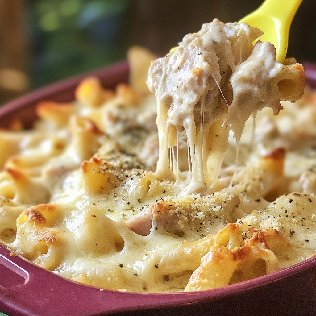 Recipe preparation for Chicken Alfredo Bake