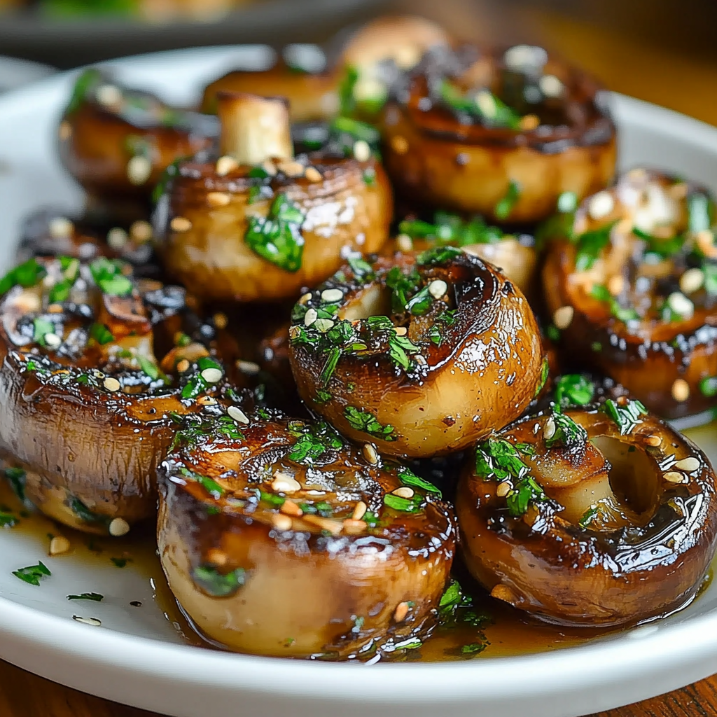Recipe preparation for Garlic Butter Grilled Mushrooms