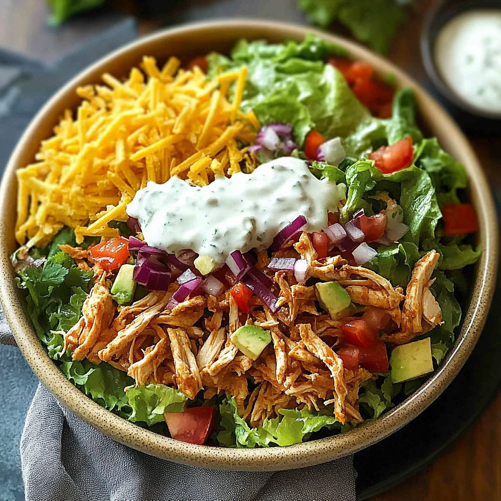 Recipe preparation for Shredded Chicken Taco Salad