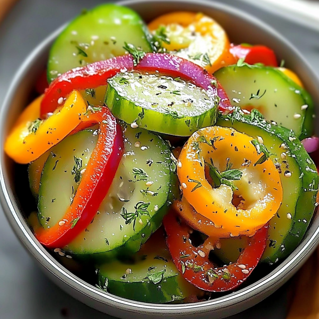 Recipe preparation for Fresh Cucumber Sweet Pepper
