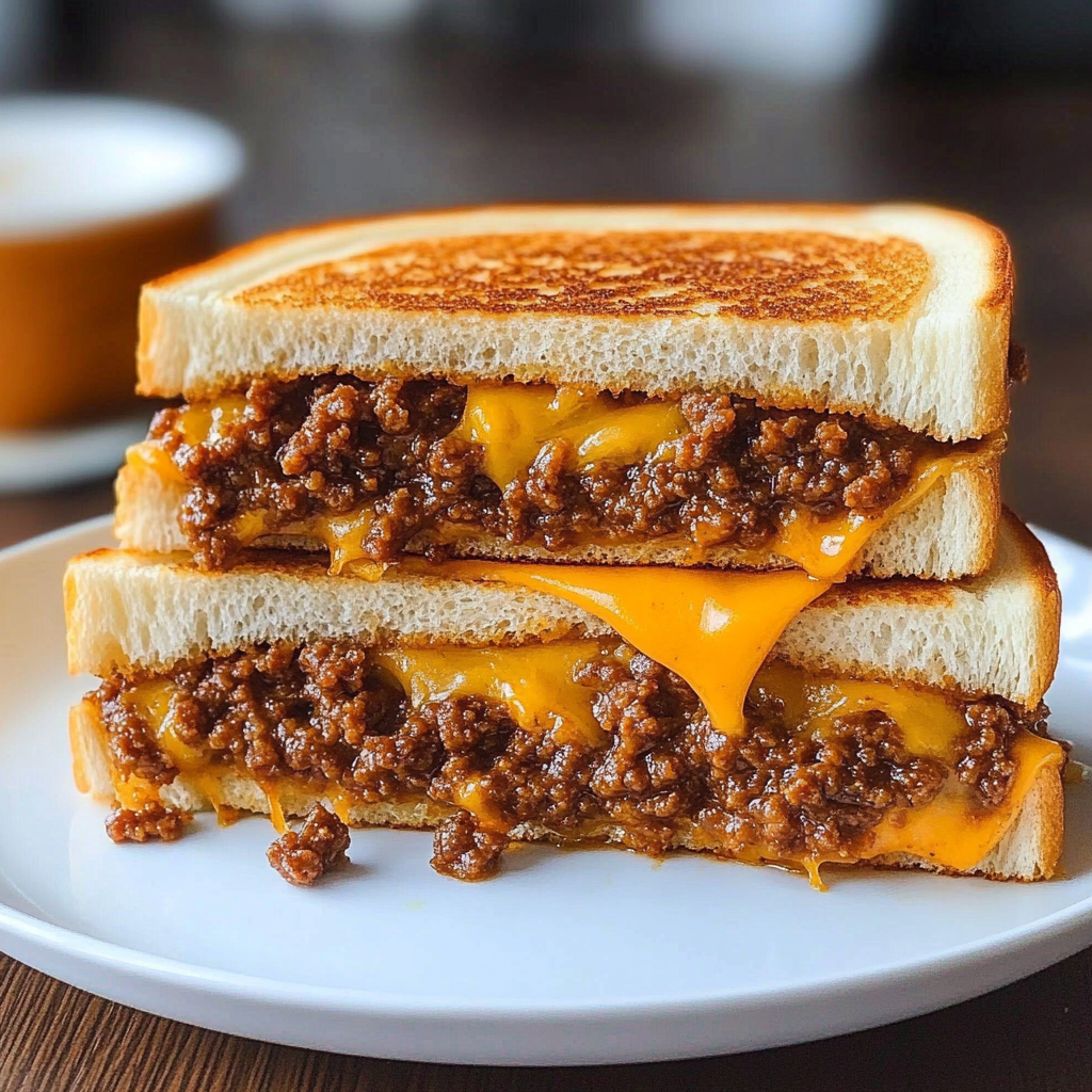 Recipe preparation for Sloppy Joe Grilled Cheese