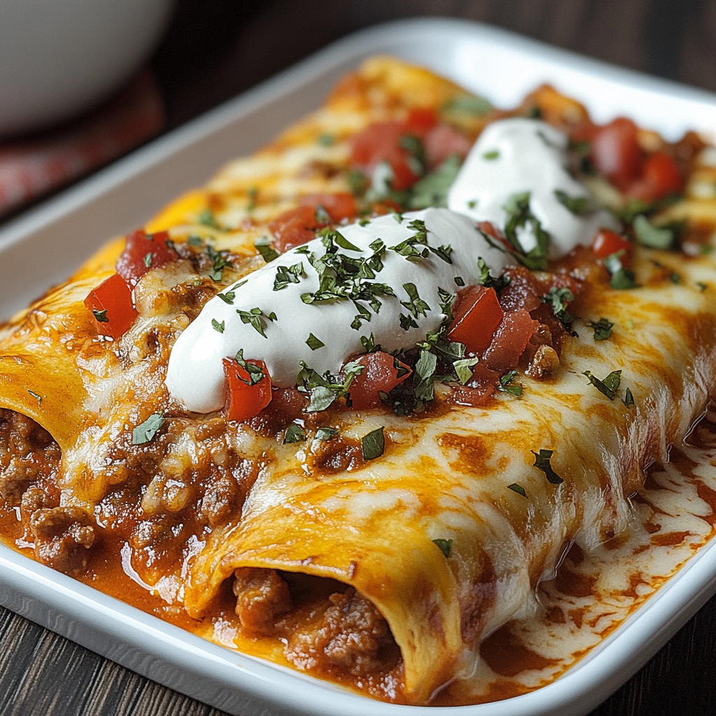 Recipe preparation for Pizza Enchiladas Pepperoni Beef