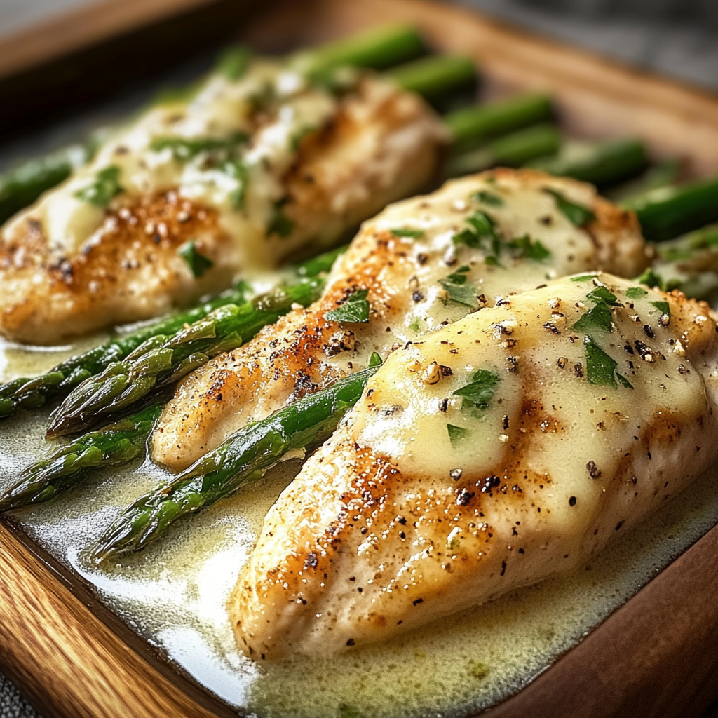 Recipe preparation for Caesar Chicken with Asparagus