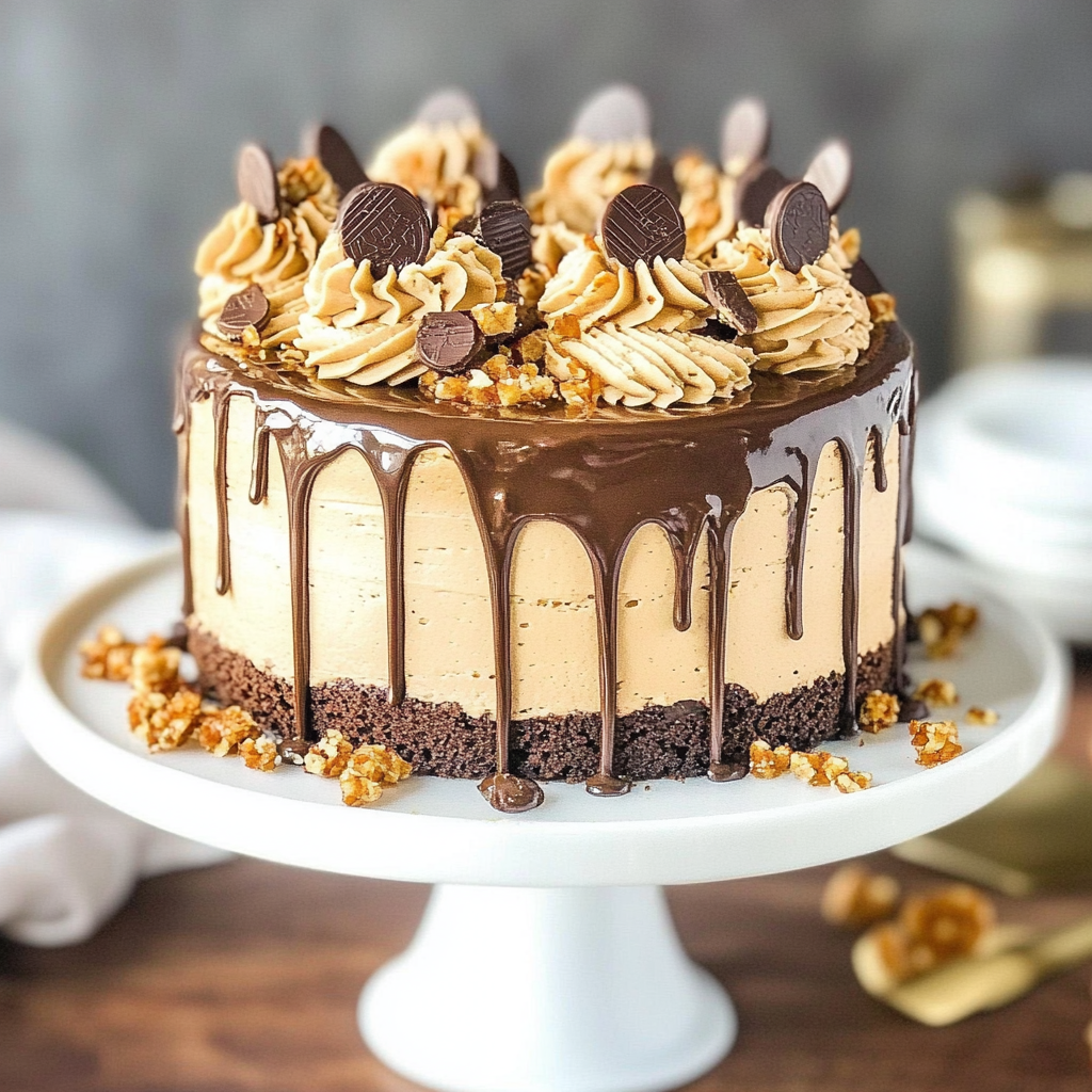 Recipe preparation for Peanut Butter Chocolate Layer Cake