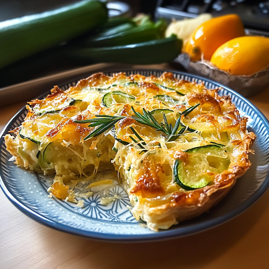 Recipe preparation for Zucchini Onion Pie