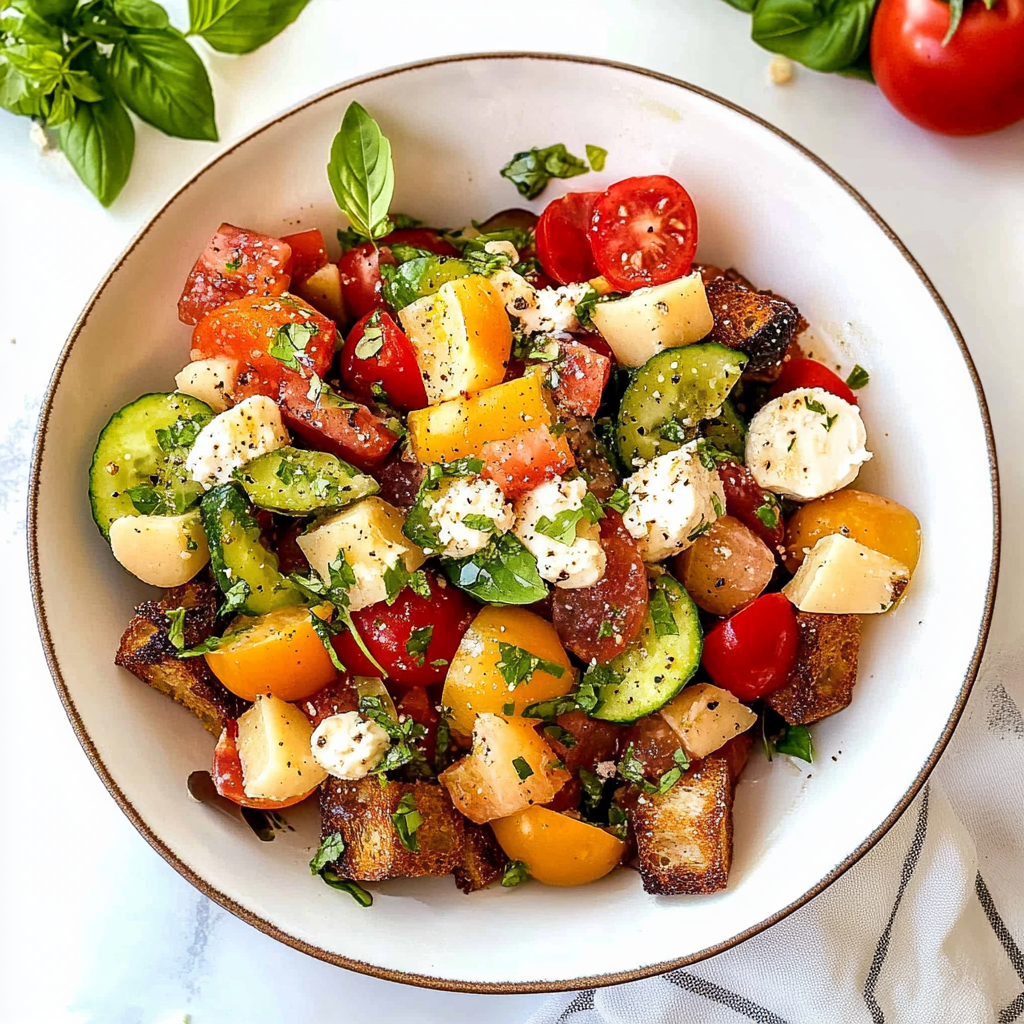 Recipe preparation for Panzanella Salad