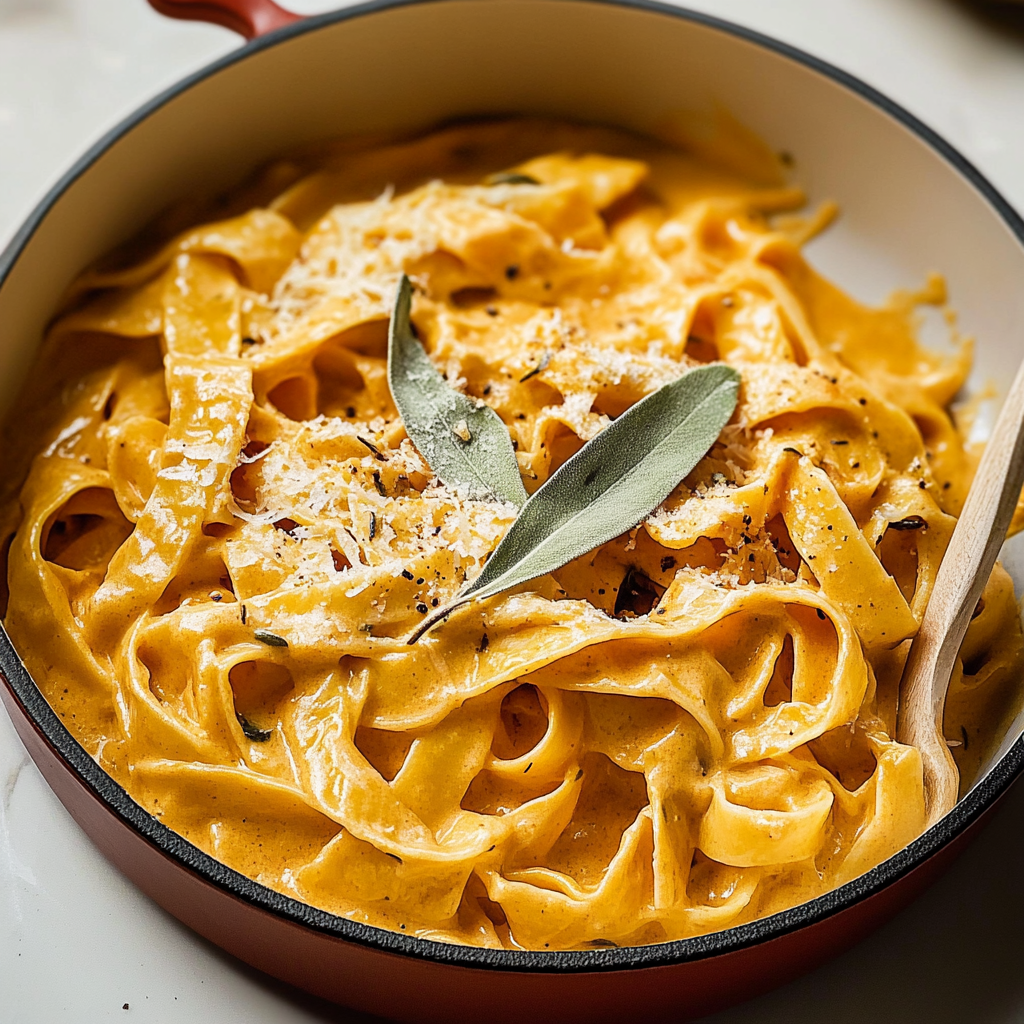 Recipe preparation for Pumpkin Alfredo