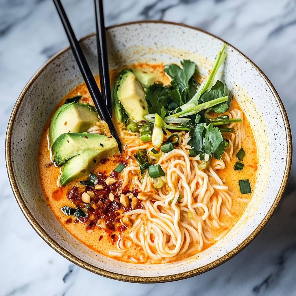 Recipe preparation for Spicy Coconut Curry Ramen