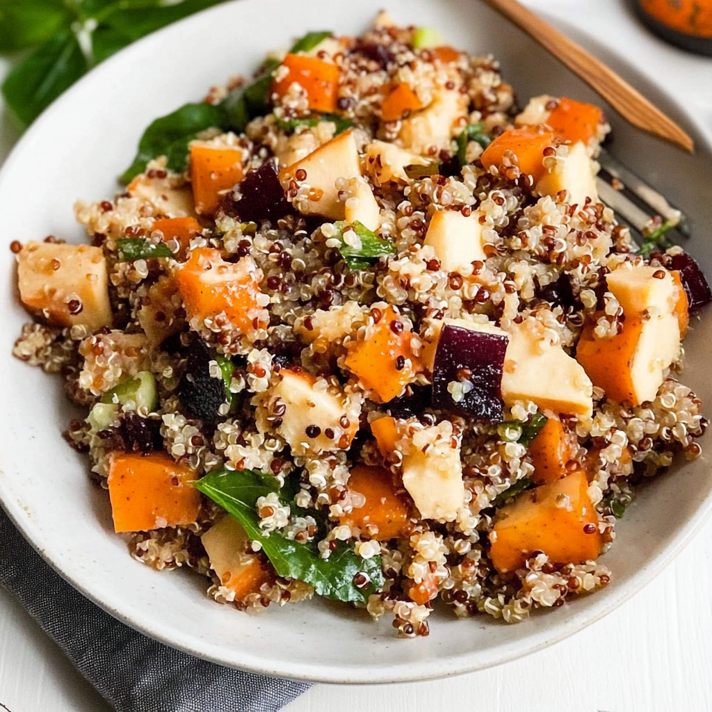 Recipe preparation for Cozy Fall Harvest Quinoa Salad
