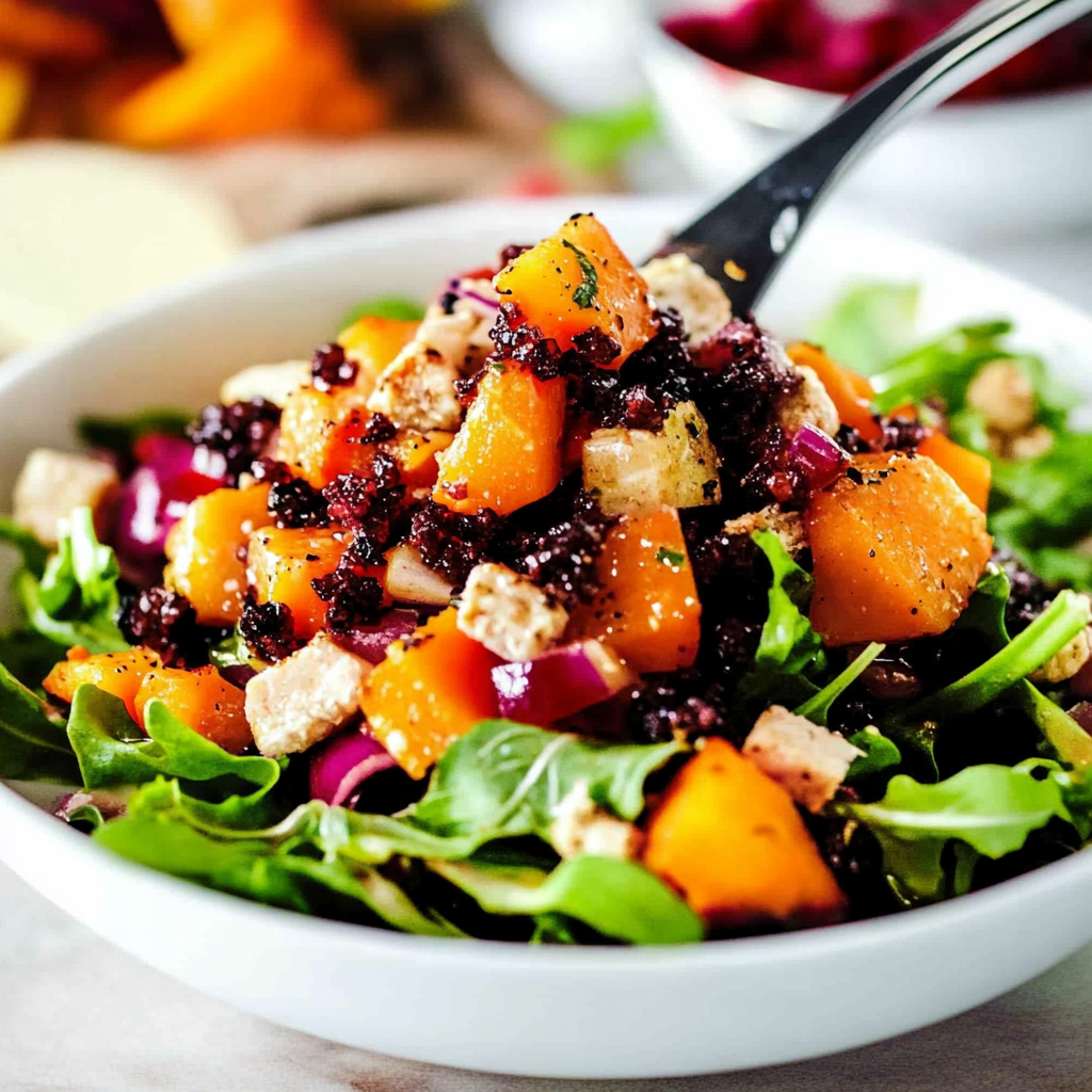 Recipe preparation for Roasted Butternut Squash Salad