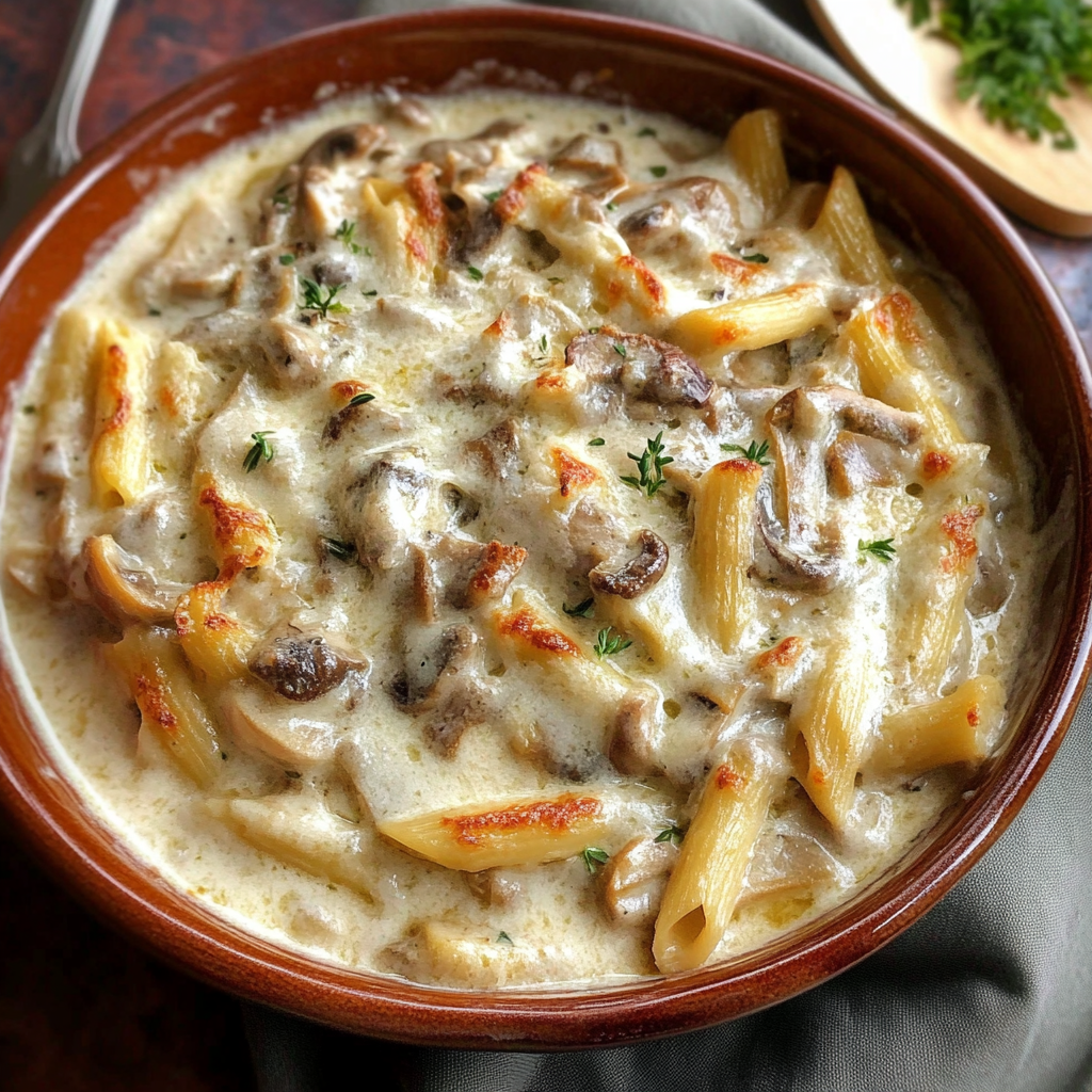 Recipe preparation for Creamy Russian Mushroom Julienne
