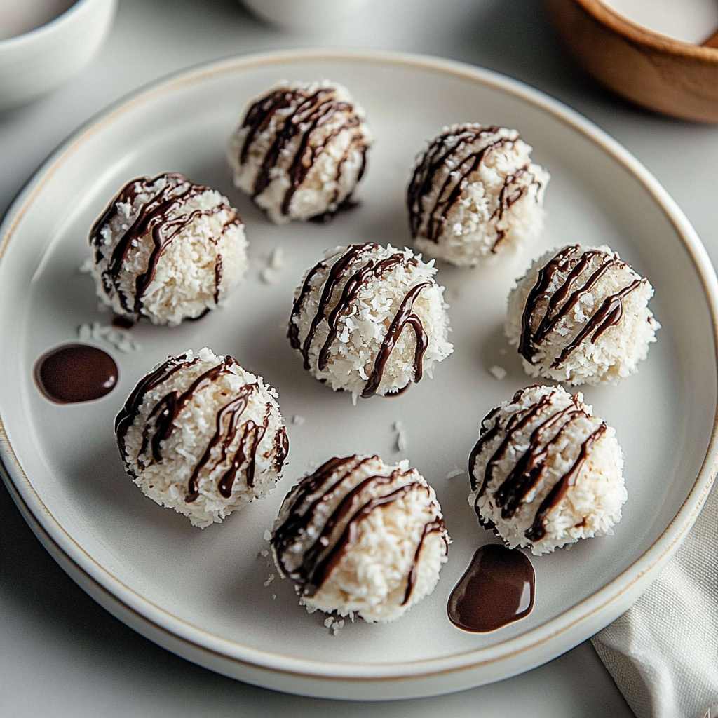 Recipe preparation for Coconut Cookie Balls with Chocolate Centers