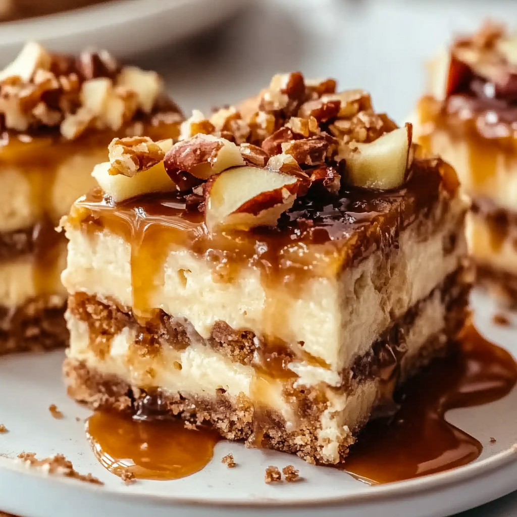 Recipe preparation for Caramel Apple Cheesecake Bars
