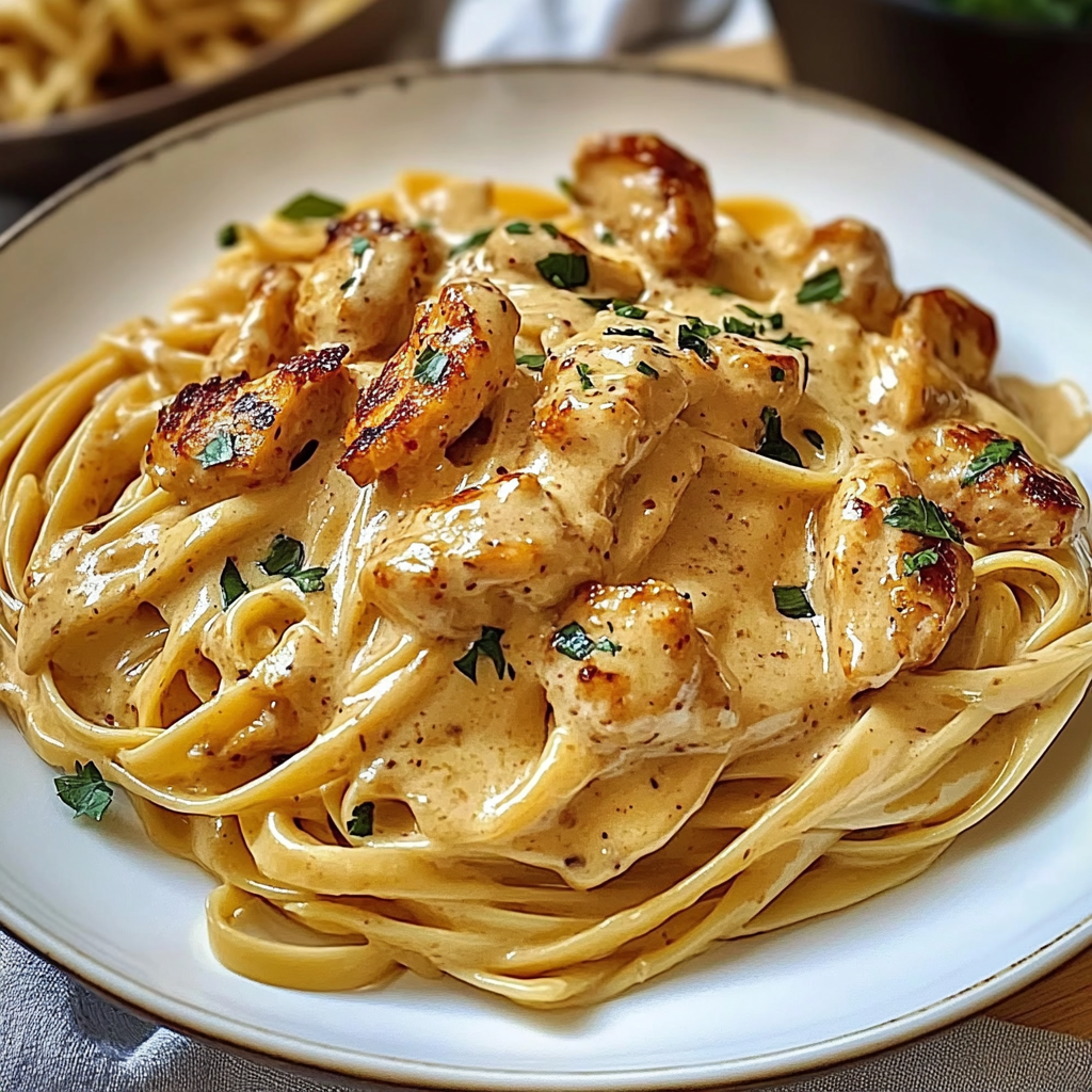 Recipe preparation for Cowboy Butter Chicken Linguine