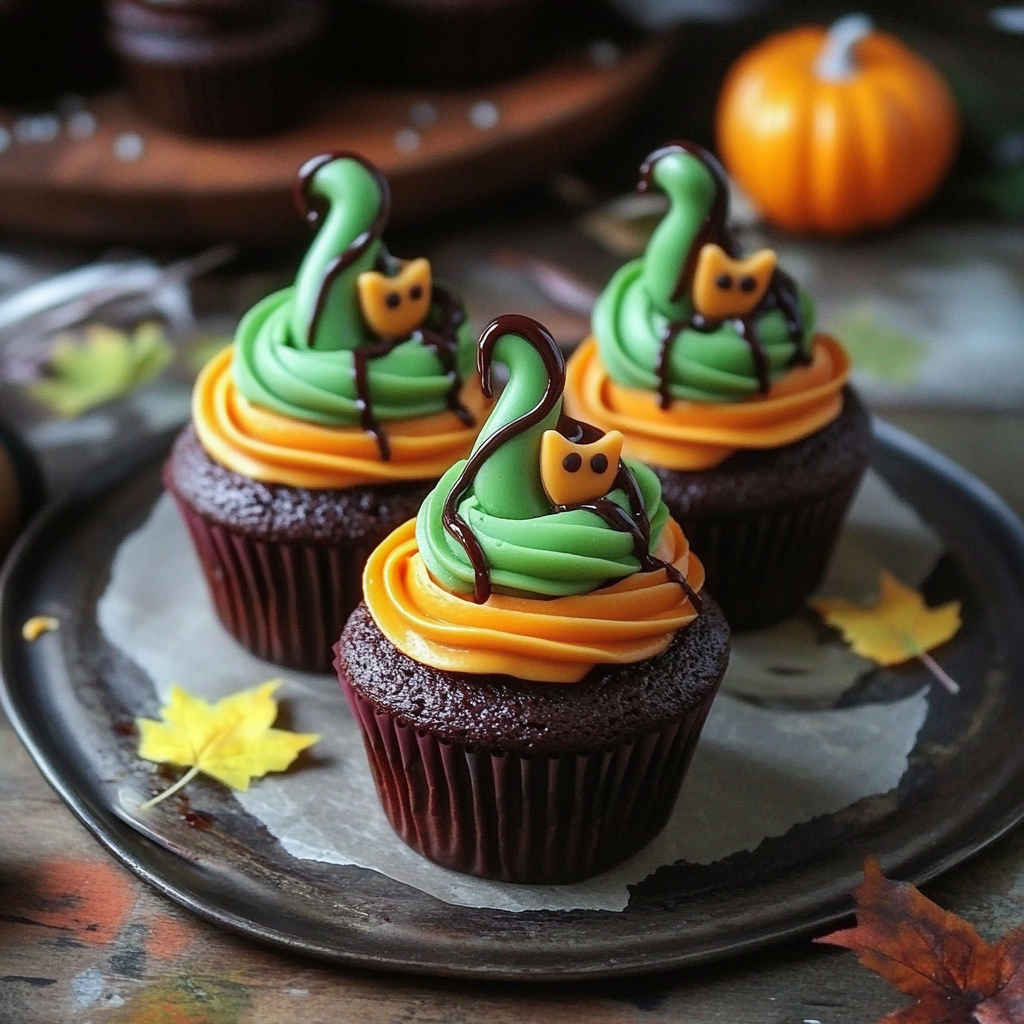 Recipe preparation for Halloween Cauldron Cupcakes