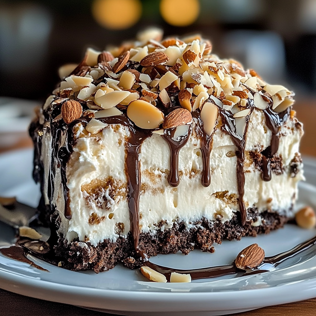 Recipe preparation for Almond Joy Poke Cake