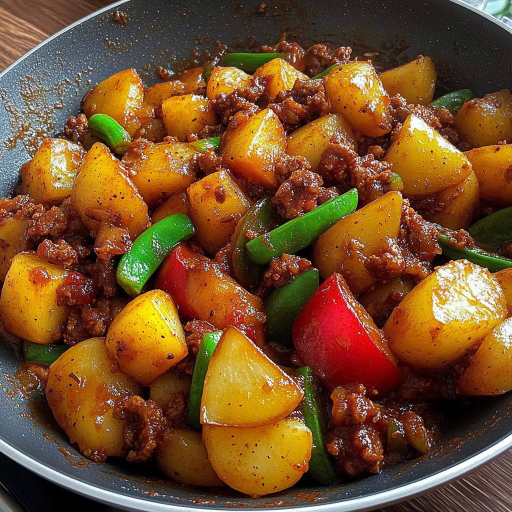 Recipe preparation for Stir-fried Potatoes Minced Meat