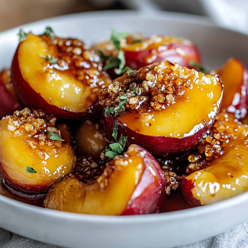 Recipe preparation for Healthy Honey Roasted Peaches