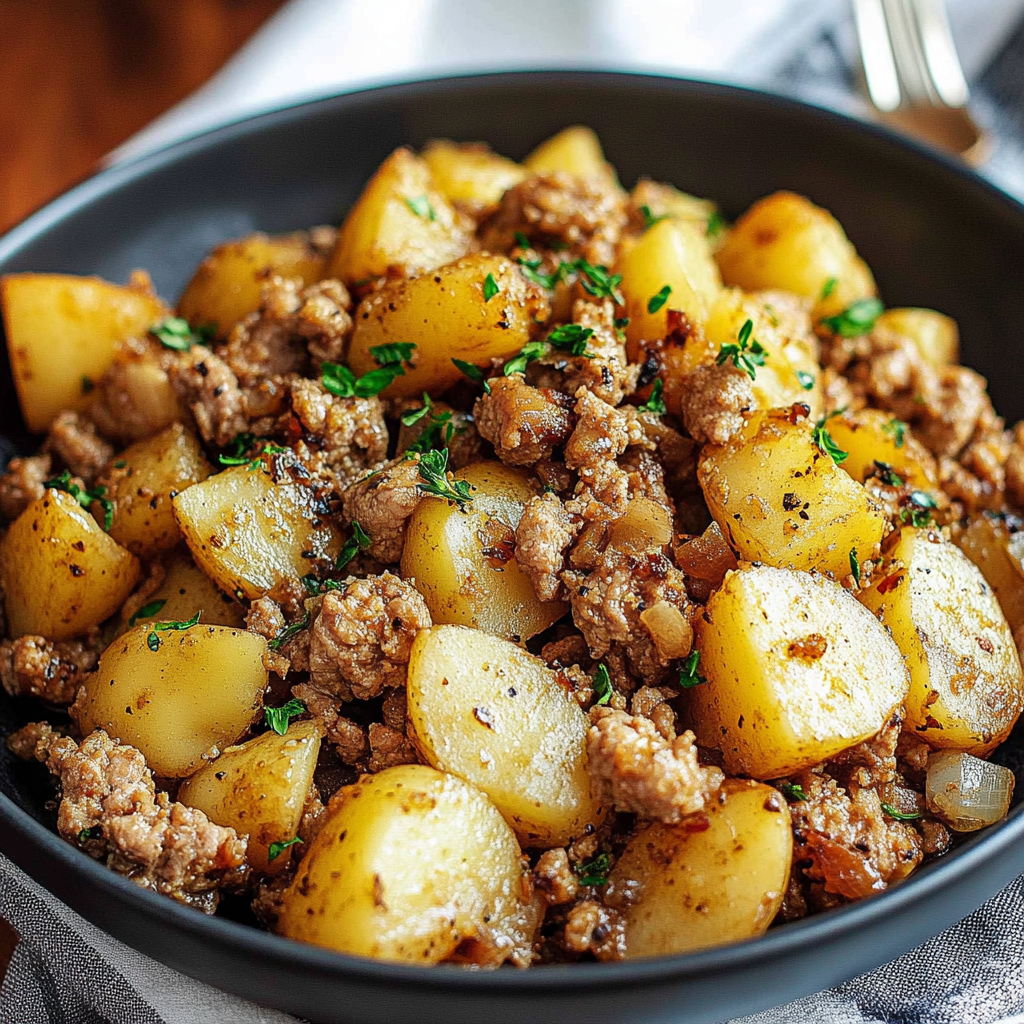 Recipe preparation for Ground Turkey with Potatoes