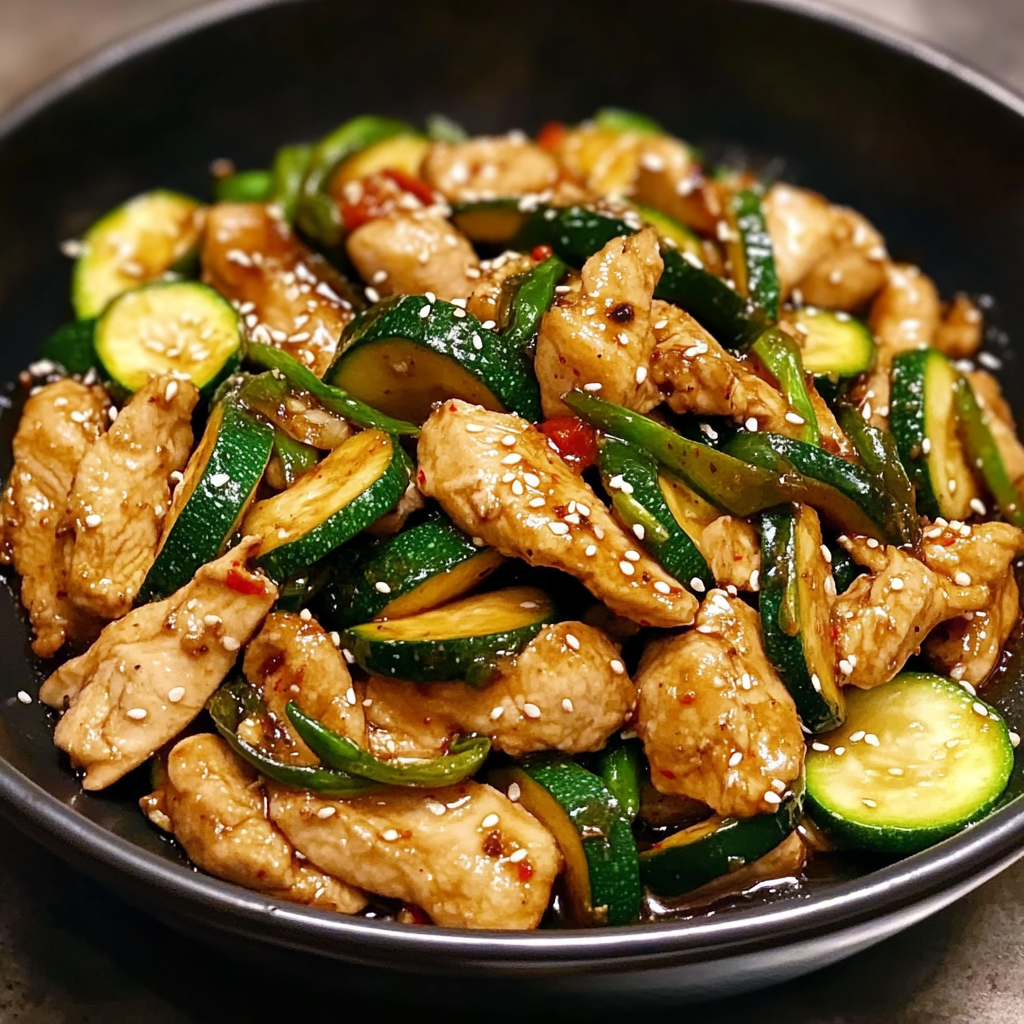 Recipe preparation for Chicken Zucchini Stir Fry