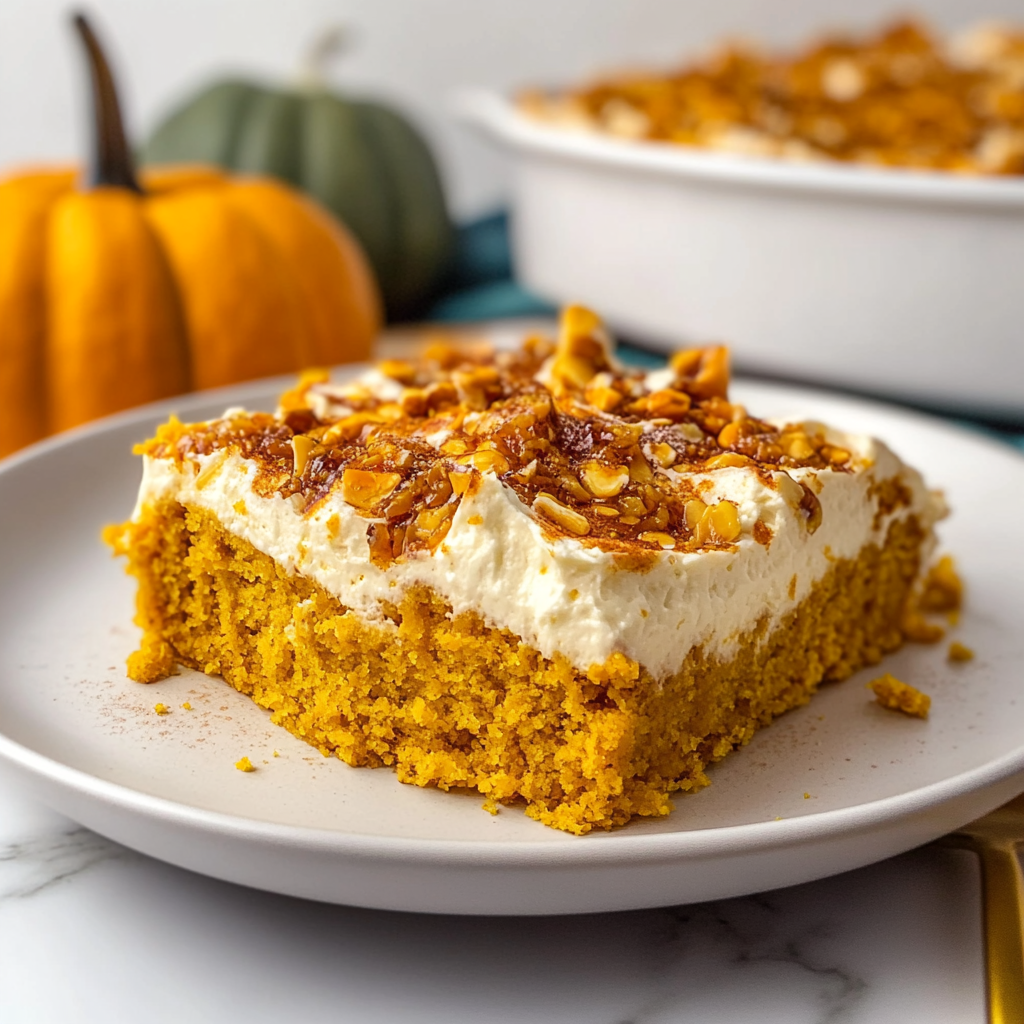 Recipe preparation for Pumpkin Poke Cake