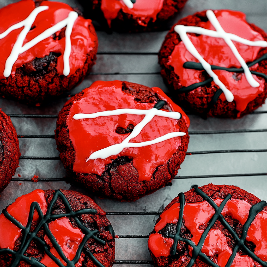 Recipe preparation for Red Velvet Halloween Cookies