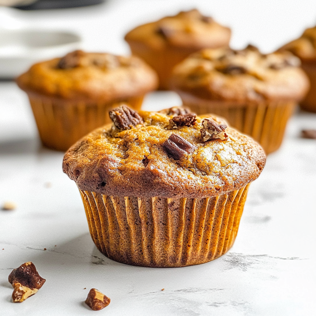 Recipe preparation for Pumpkin Banana Muffins