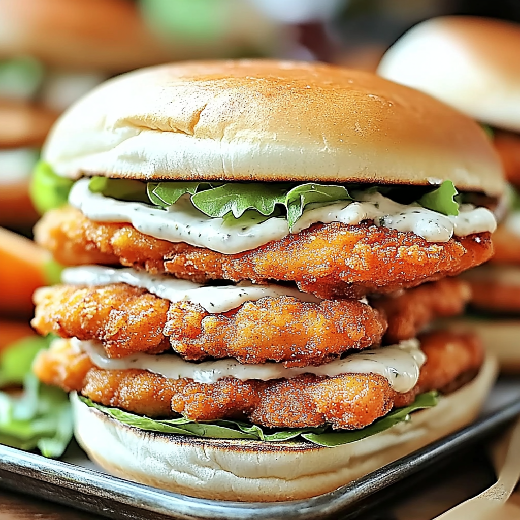 Recipe preparation for Crispy Chicken Sandwich with Garlic Mayo Recipe