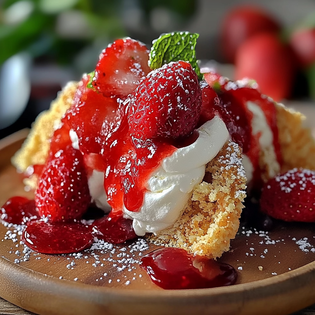 Recipe preparation for Strawberry Crunch Cheesecake Tacos