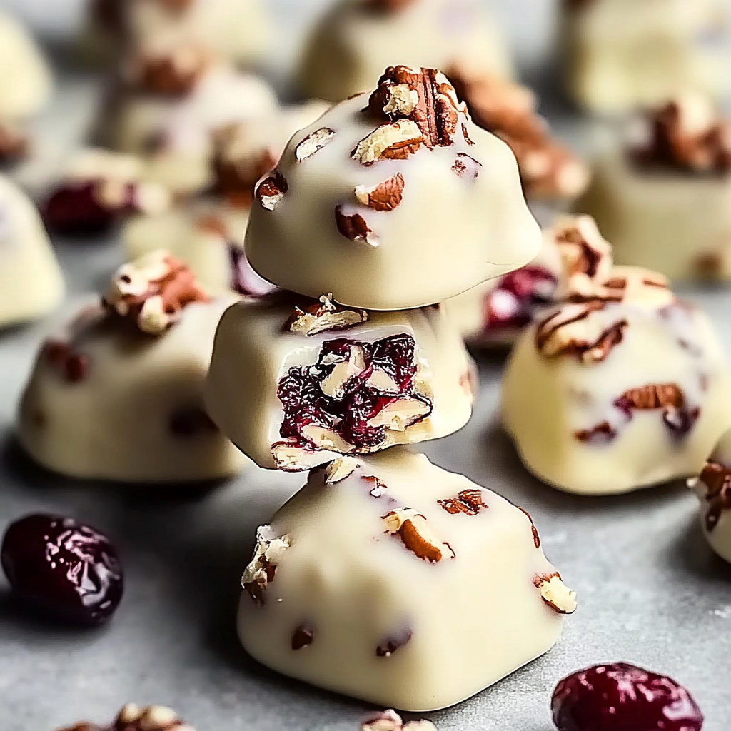 Recipe preparation for White Chocolate Cranberry Pecan Clusters