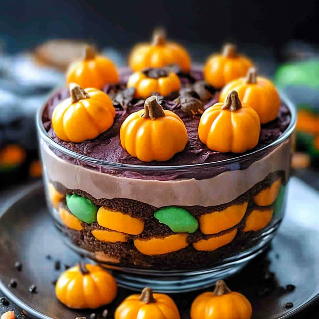 Recipe preparation for Pumpkin Patch Dirt Cups