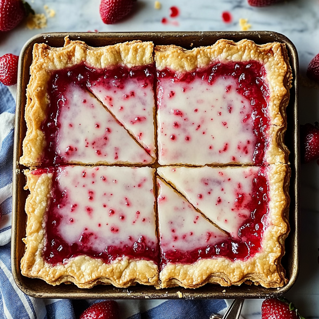 Recipe preparation for Strawberry Pop Tart Slab Pie
