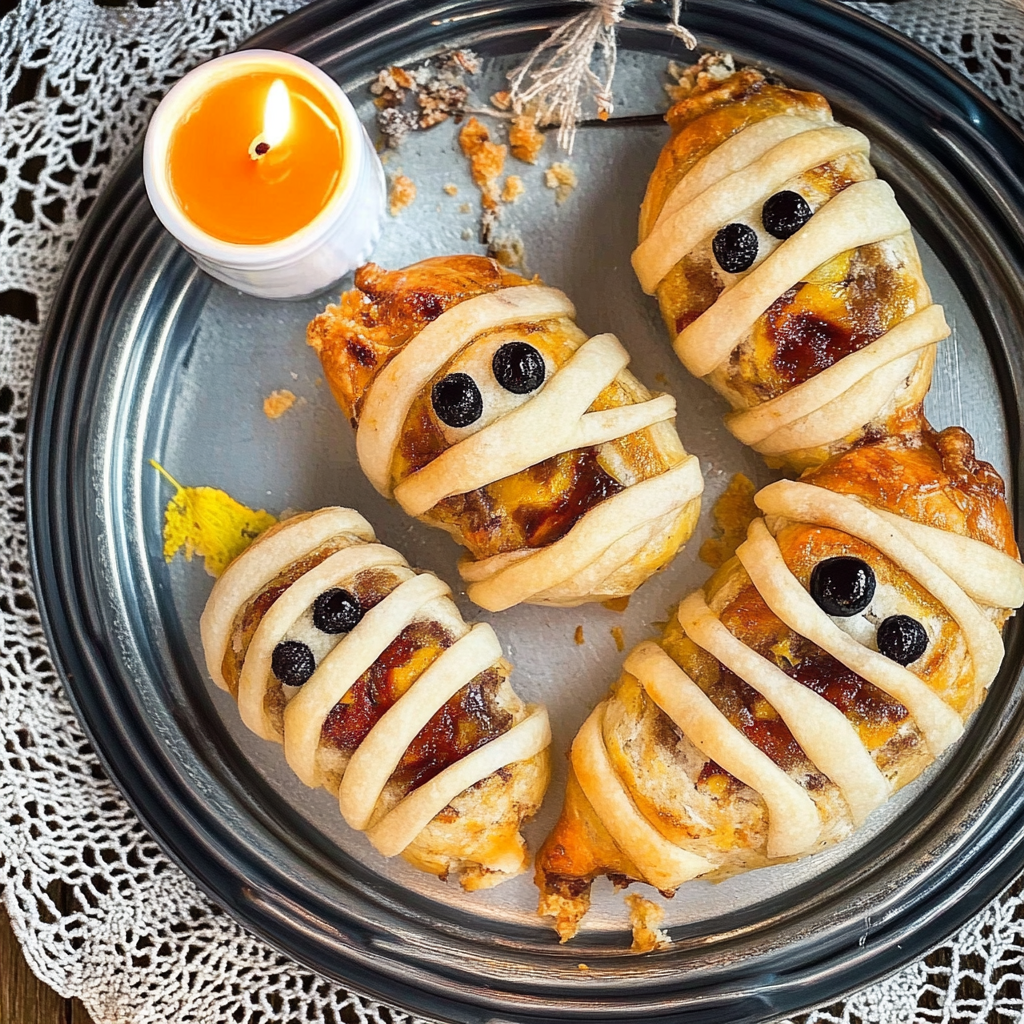 Recipe preparation for Halloween Mummy Breakfast Rolls