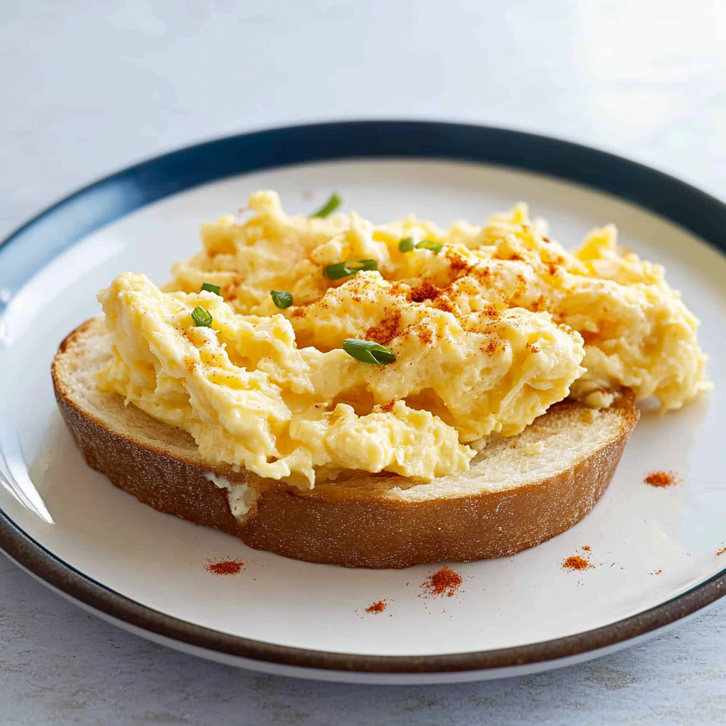 Recipe preparation for Miso Butter Scrambled Eggs