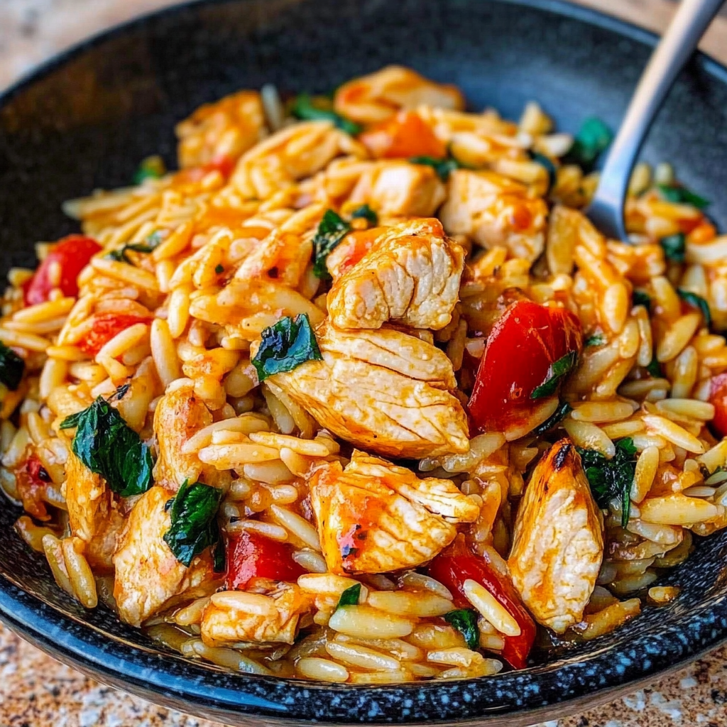 Recipe preparation for Spicy Cajun Chicken Orzo
