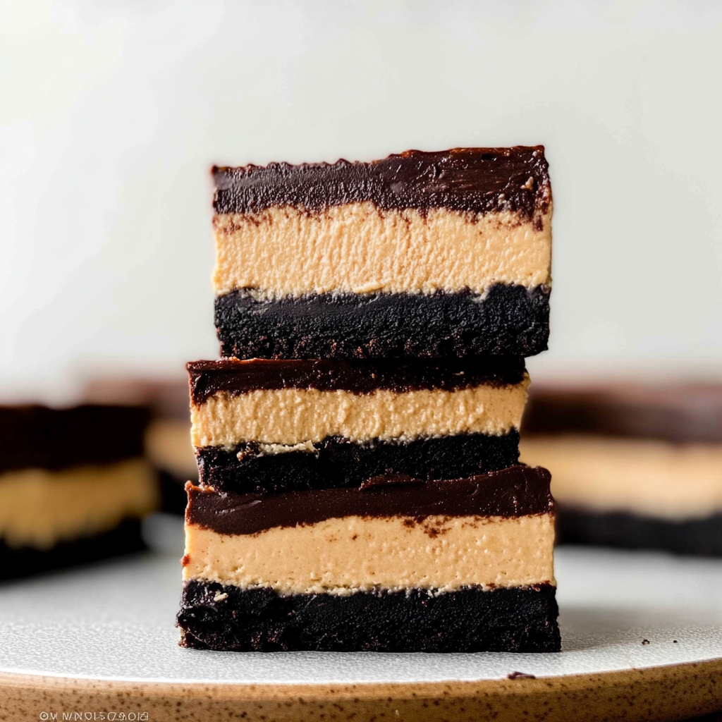 Recipe preparation for Chocolate Peanut Butter Cheesecake Bars