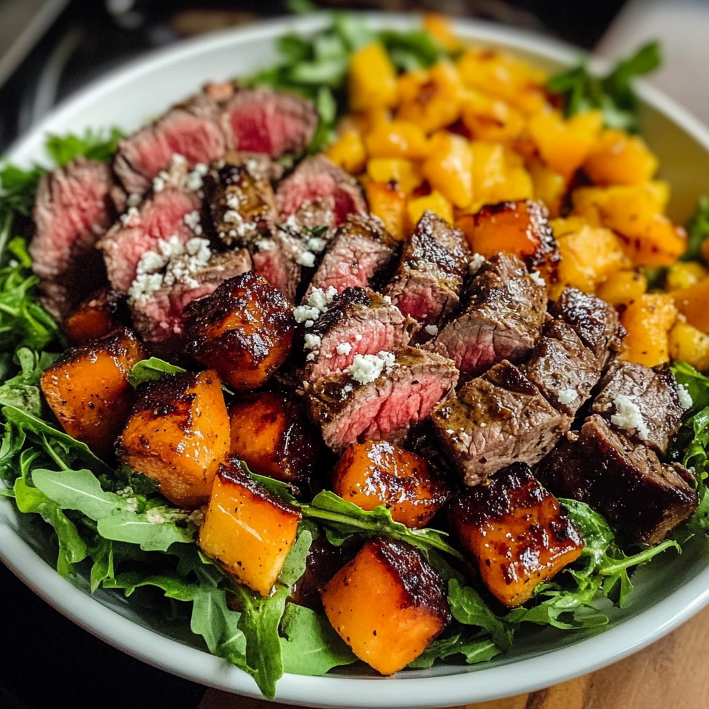 Recipe preparation for Fall Harvest Steak Salad