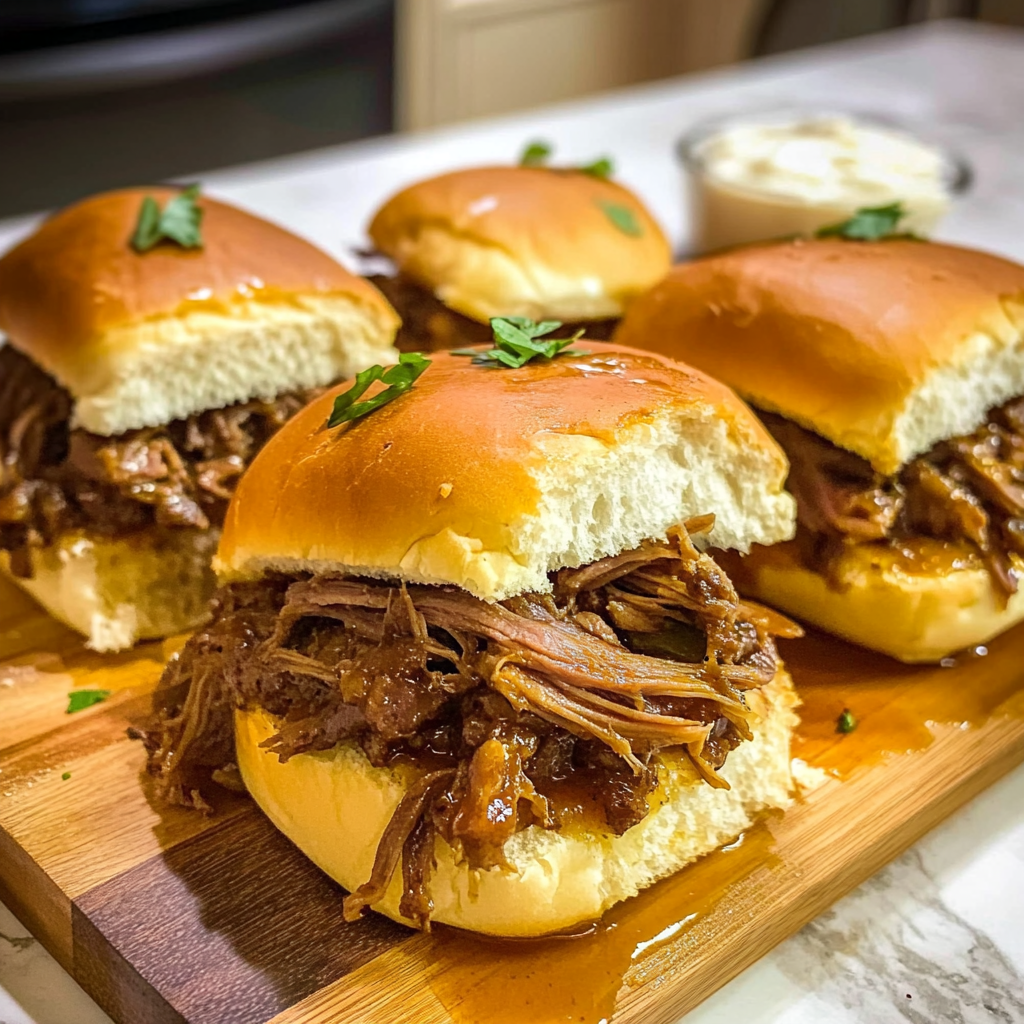 Recipe preparation for Crockpot Pot Roast Sliders