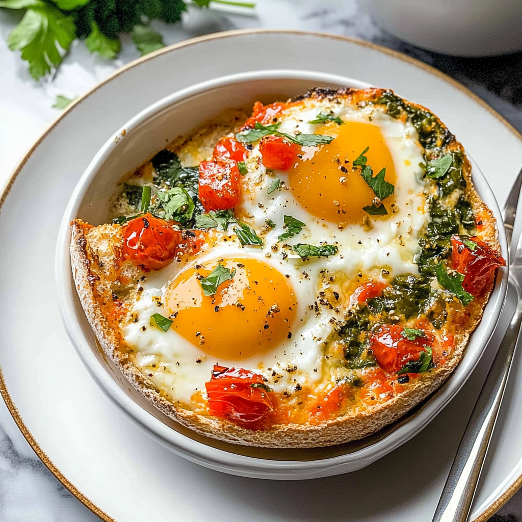 Recipe preparation for Baked Feta Eggs Recipe
