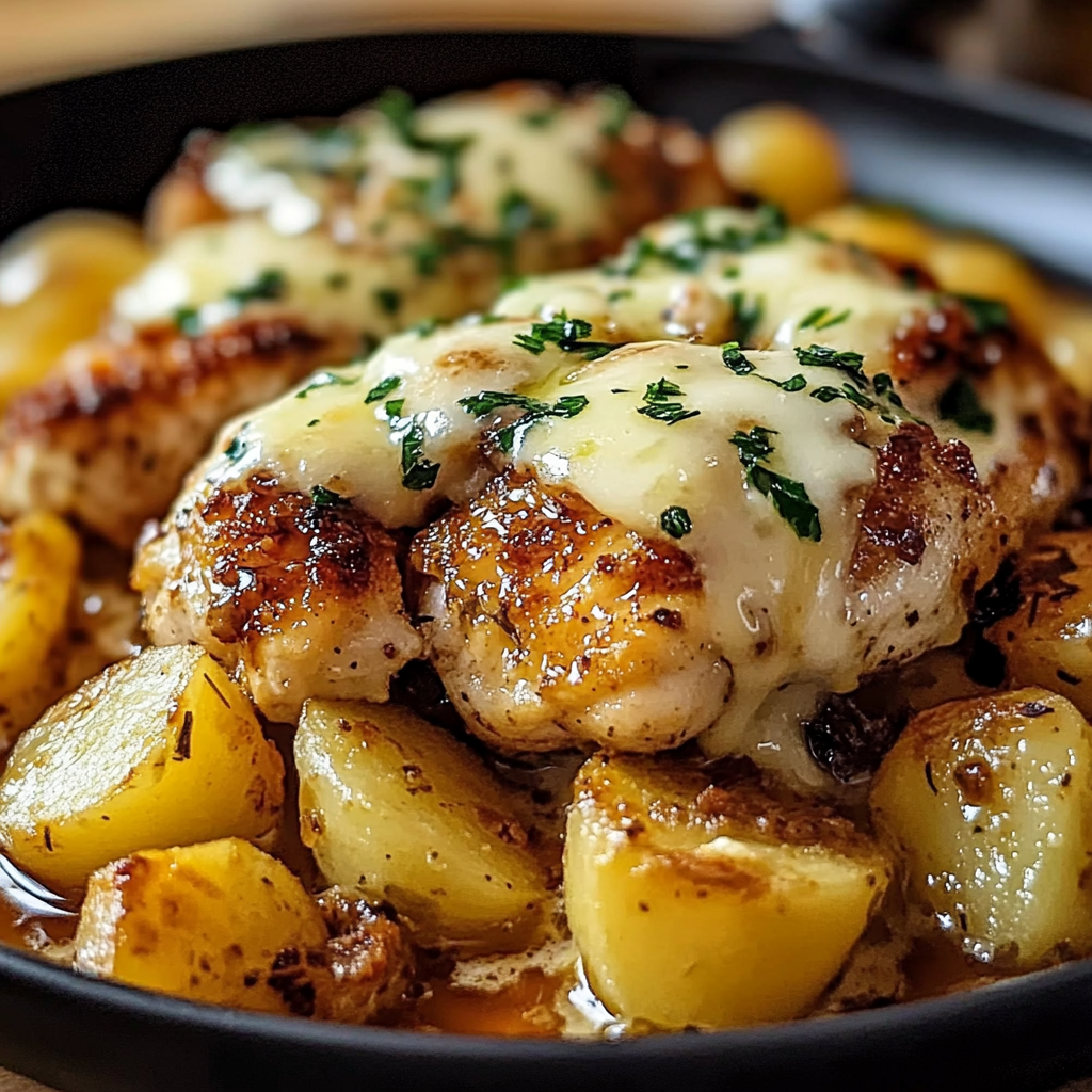 Recipe preparation for Garlic Parmesan Chicken Potatoes