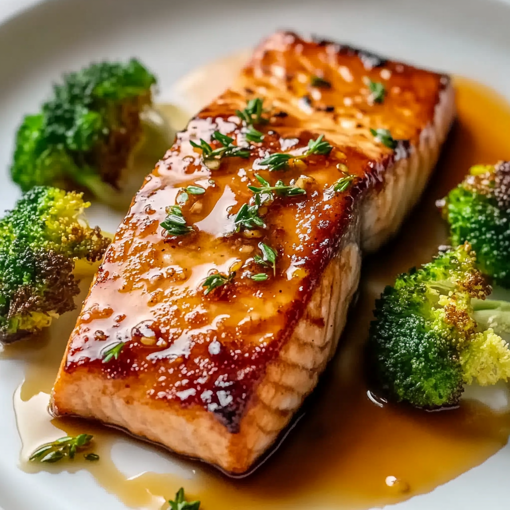 Recipe preparation for Maple Bourbon Glazed Salmon Recipe