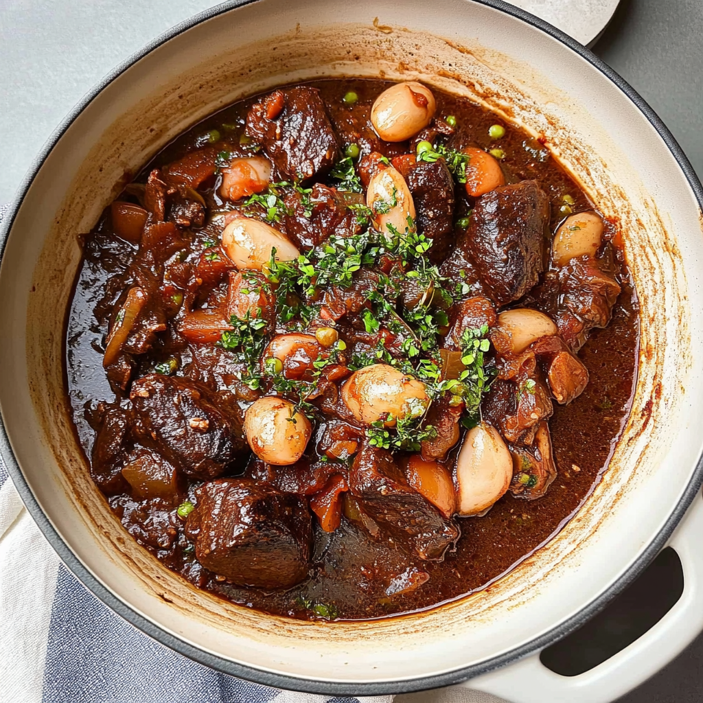 Recipe preparation for French Beef Bourguignon