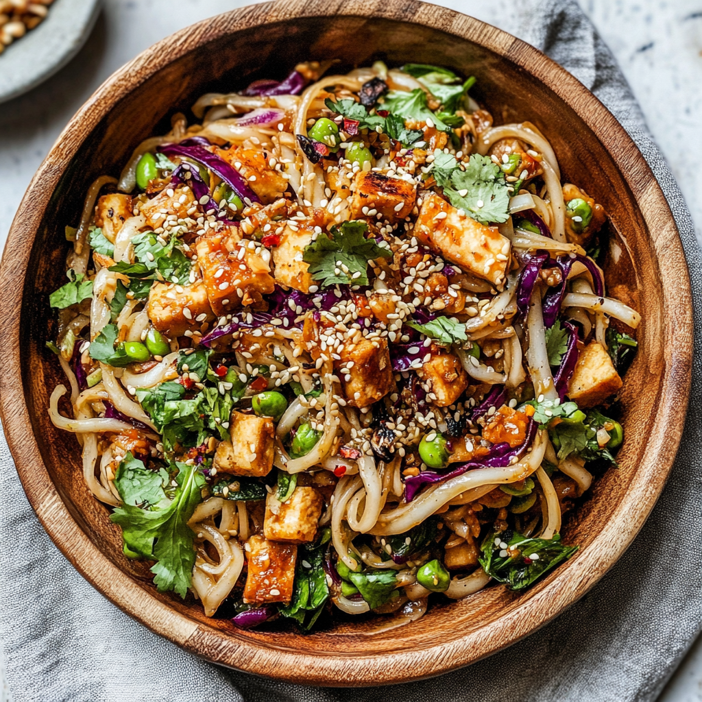 Recipe preparation for Sesame Rice Noodle Salad