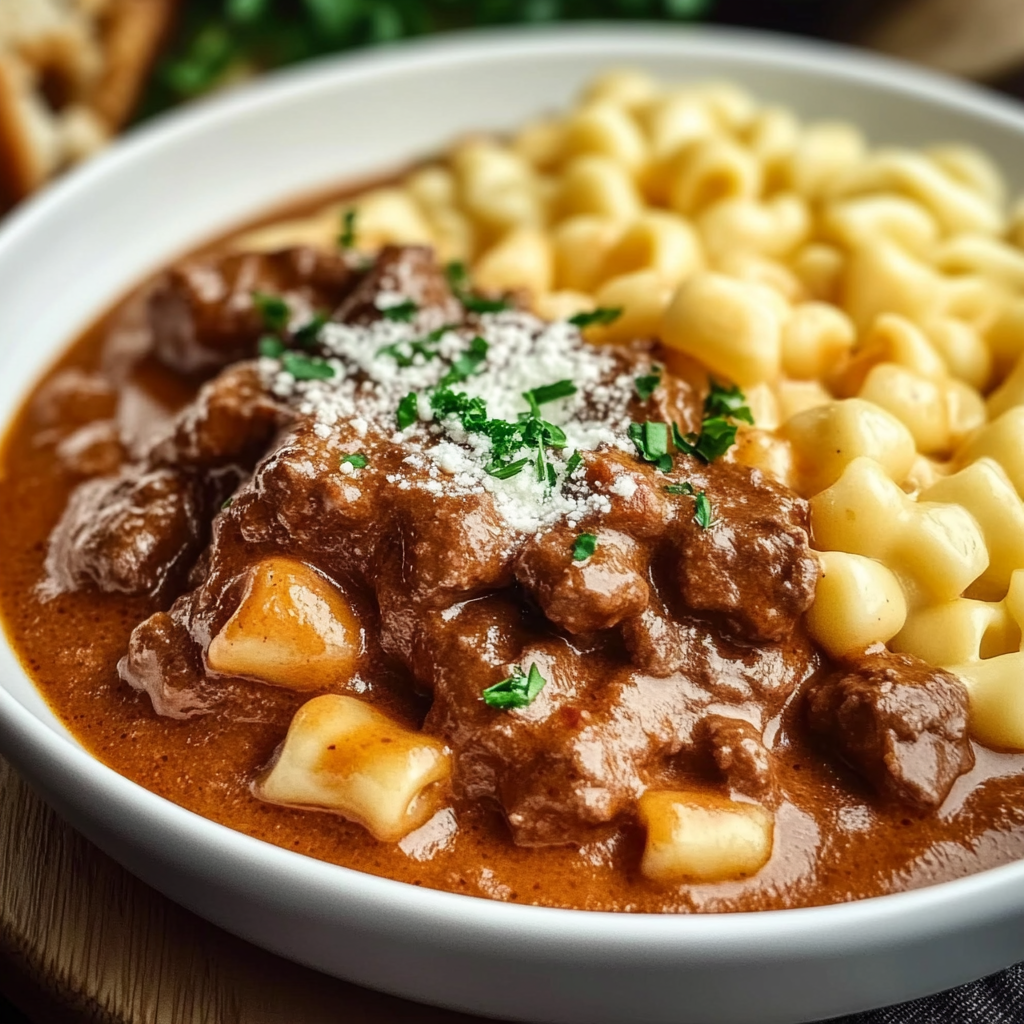 Recipe preparation for Creamy German Goulash