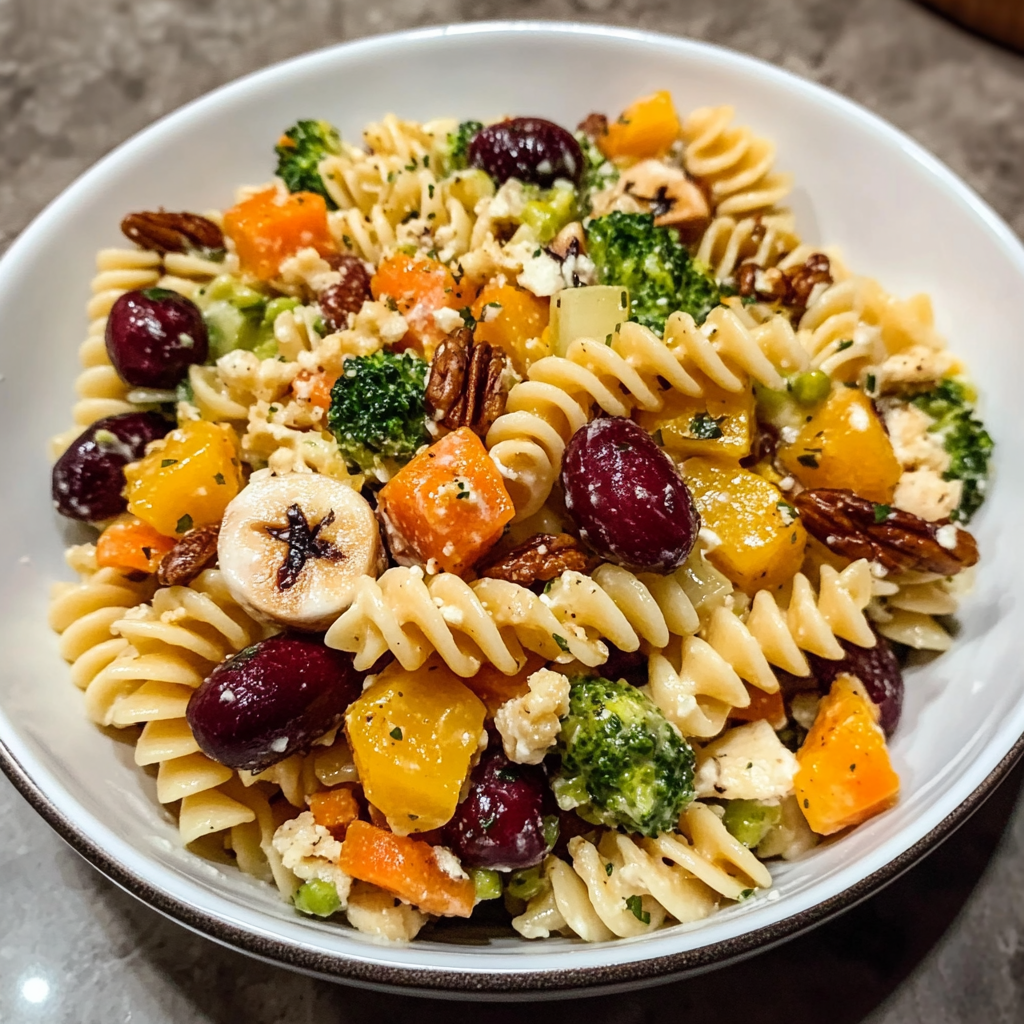 Recipe preparation for Fall Harvest Pasta Salad