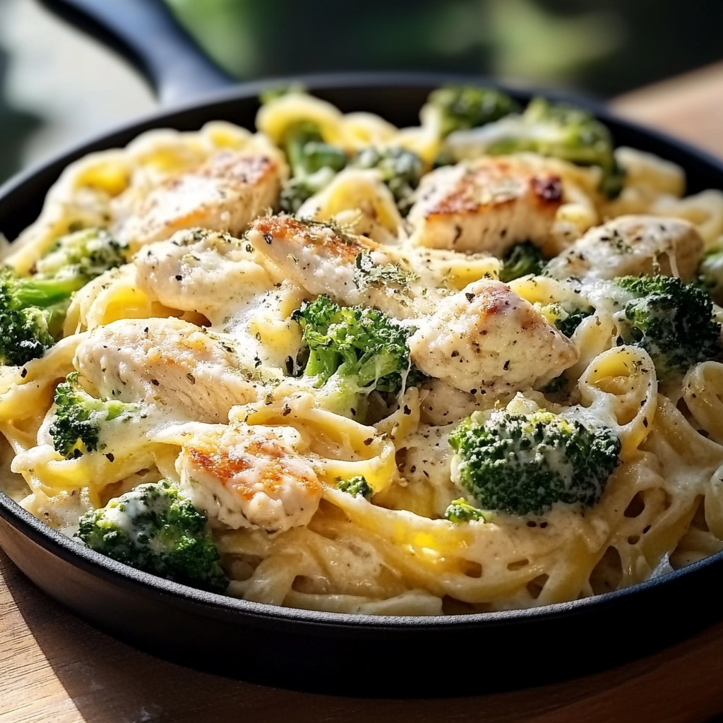 Recipe preparation for Chicken Broccoli Alfredo Pasta