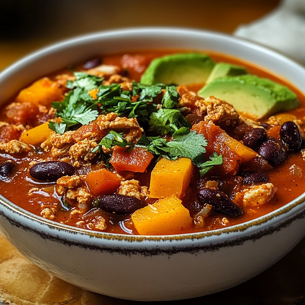 Recipe preparation for Turkey Sweet Potato Chili