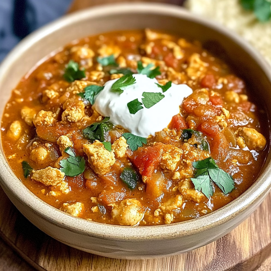 Recipe preparation for Creamy Pumpkin Chicken Chili