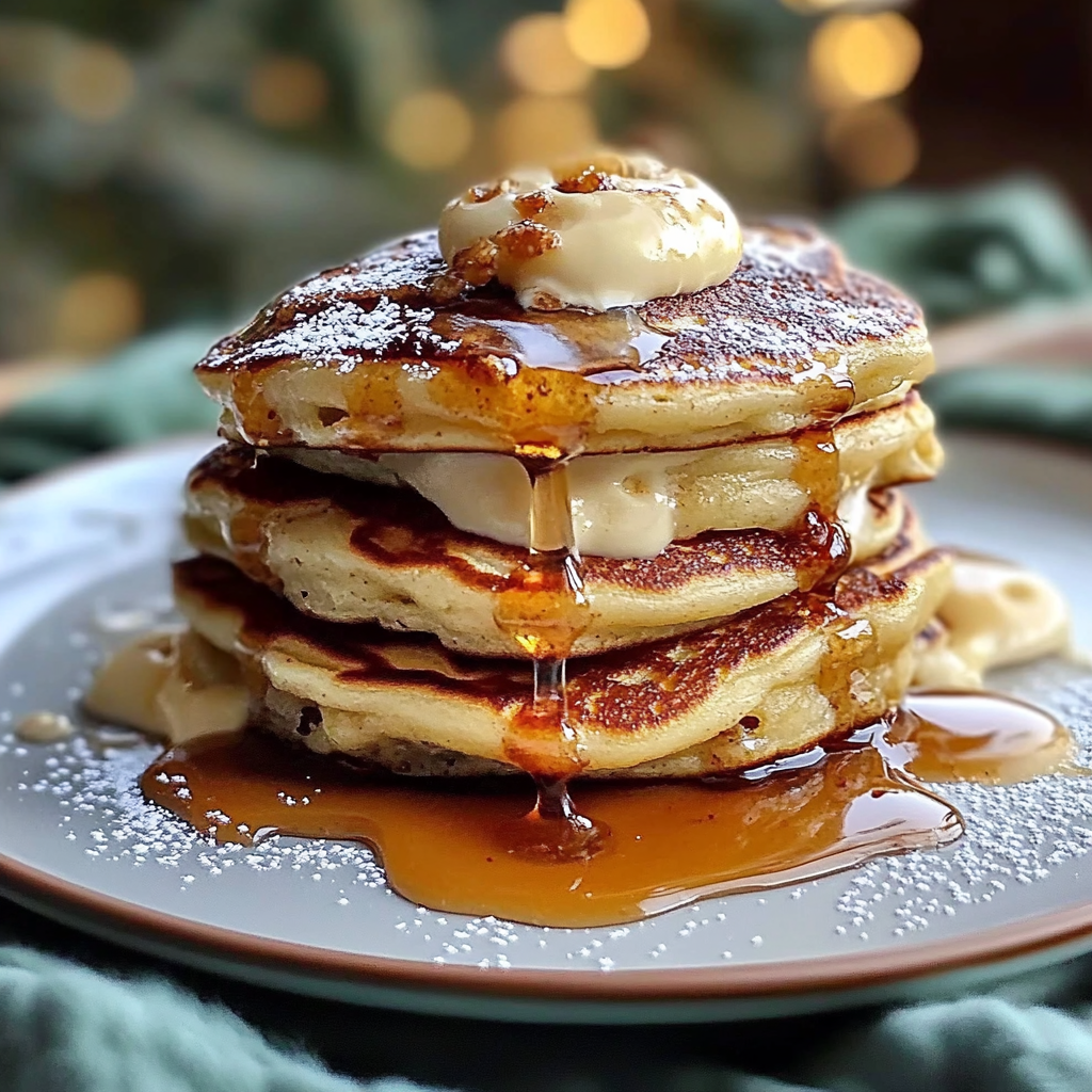 Recipe preparation for Cinnamon Roll Pancakes