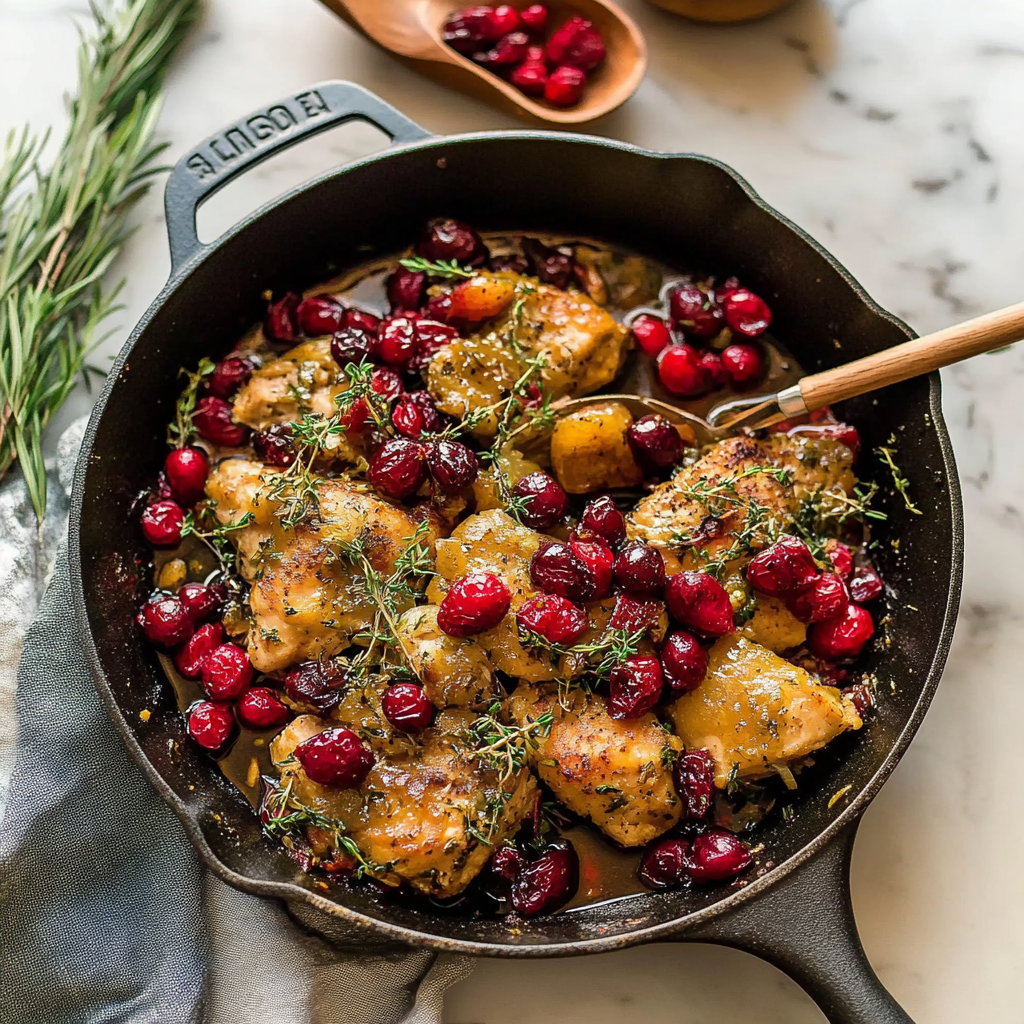 Recipe preparation for Balsamic Cranberry Chicken Skillet